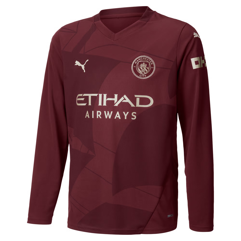 Kinder Manchester City 2024/25 Drittes Trikot mit langen Ärmeln