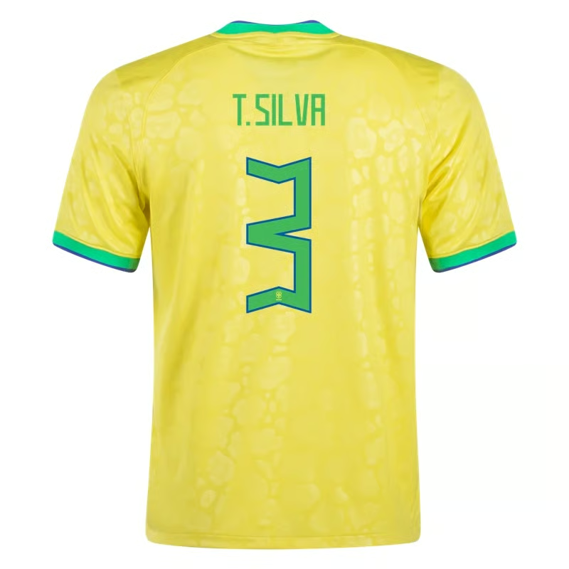 Thiago Silva #3 Brasilien Heimtrikot Weltmeisterschaft 2022