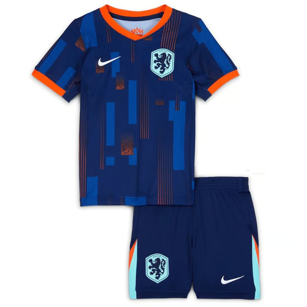 Kinder Niederlande Auswärtstrikot+Kurze Hosen EURO 2024