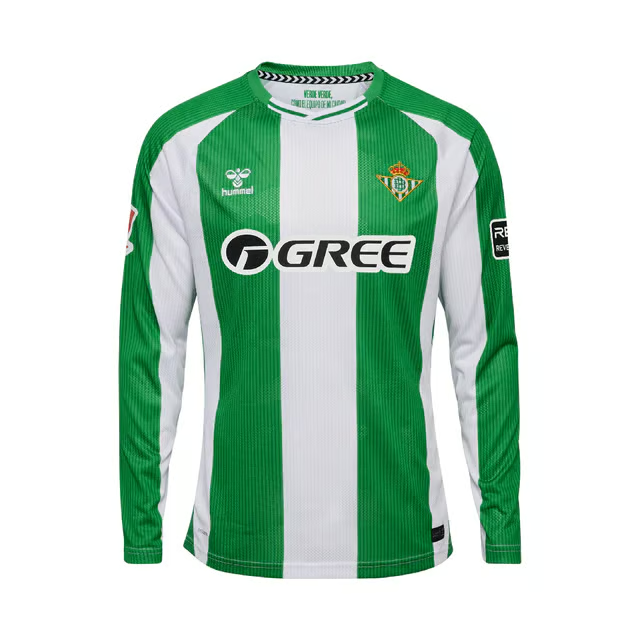 Kinder Real Betis 2025/26 Heimtrikot mit langen Ärmeln