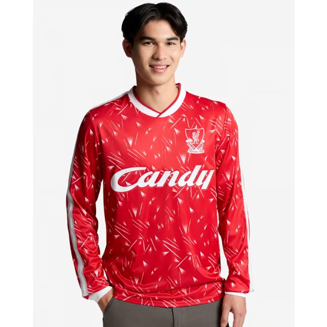 Herren Liverpool 1989/91 Heim Retro Candy Langarmtrikot