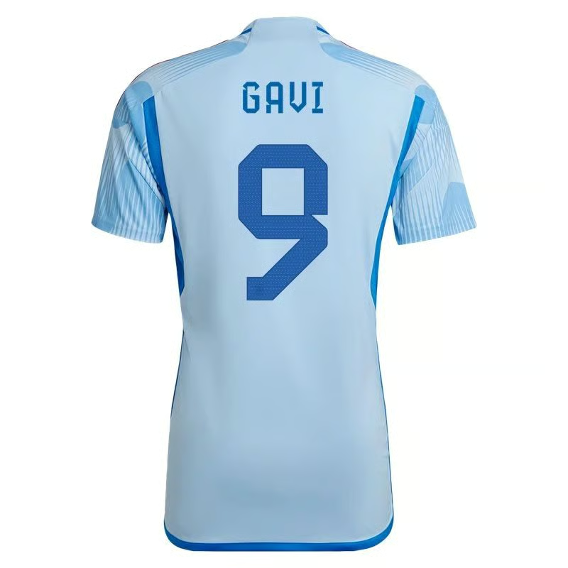 Gavi #9 Spanien Auswärtstrikot Weltmeisterschaft 2022