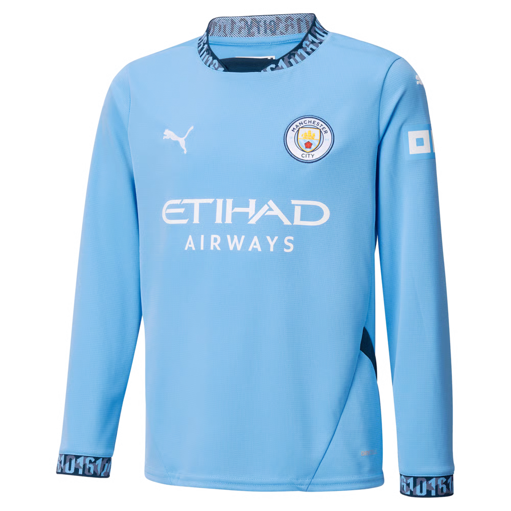 Kinder Manchester City 2024/25 Heim Trikot mit langen Ärmeln