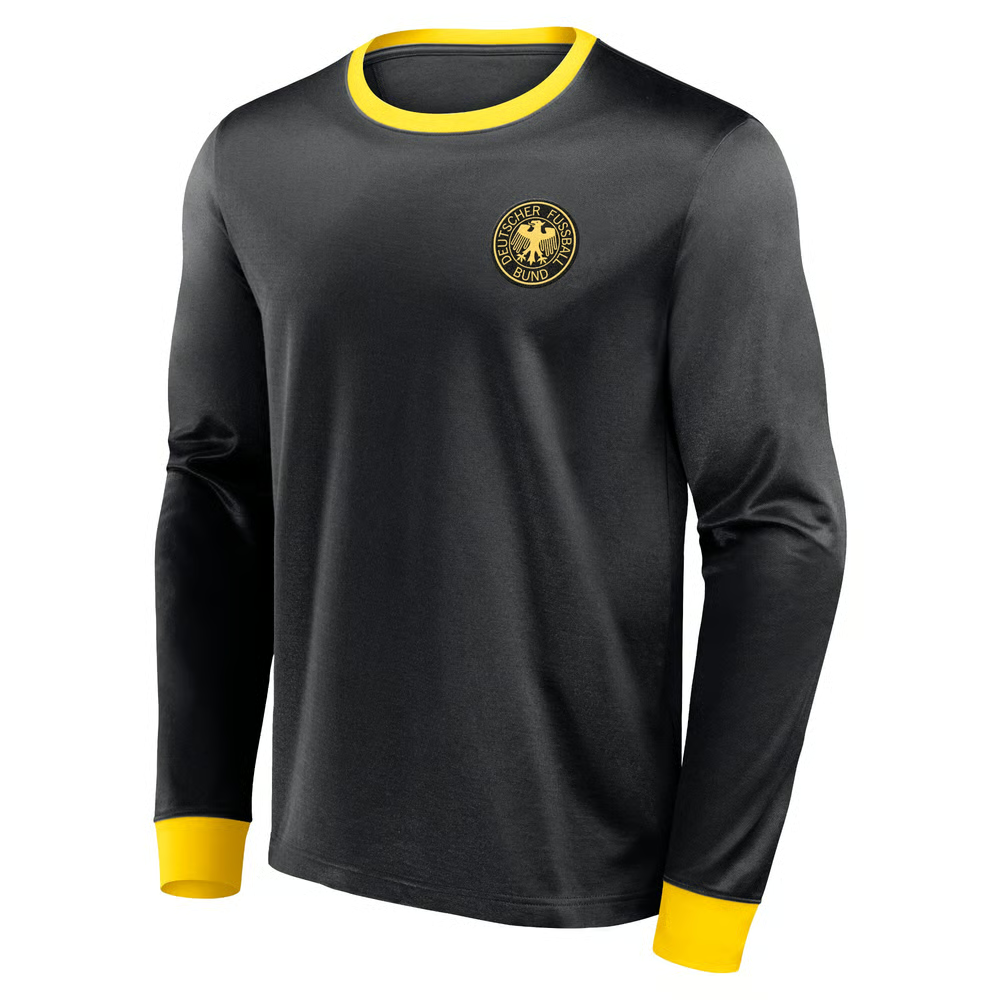 Herren Deutschland 1974 Heim Retro Langarmtrikot – Schwarz