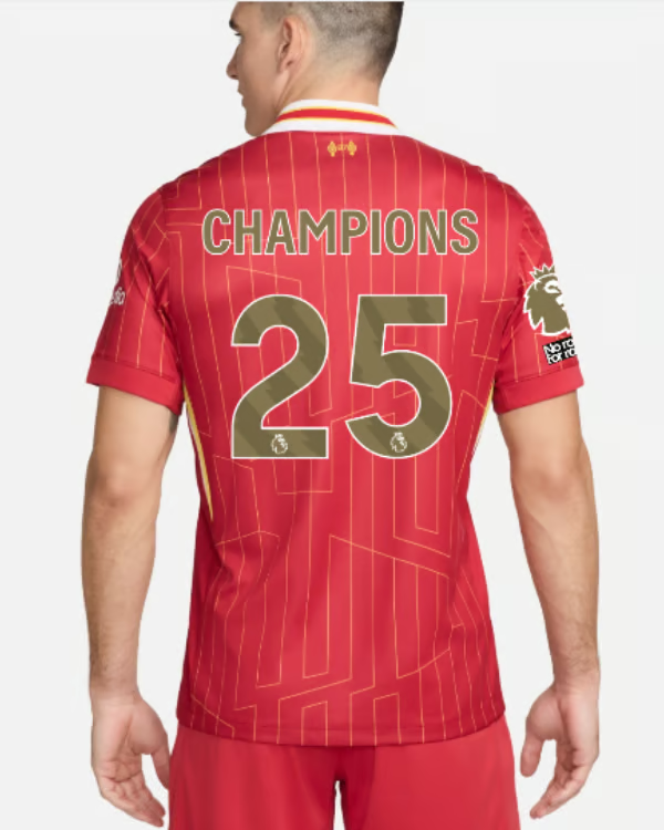 Kinder Liverpool 2024/25 Heim LFC Champions Trikot – CHAMPIONS 25