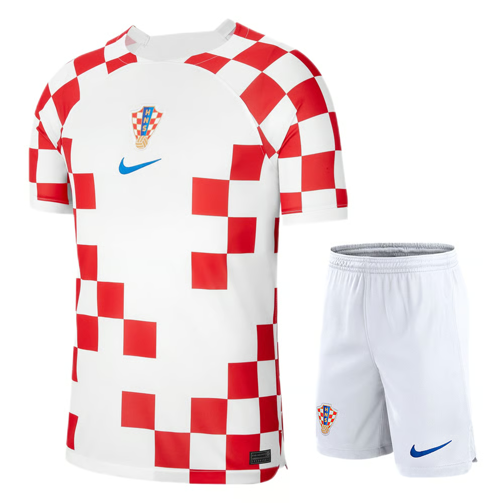 Kinder Kroatien Heimtrikot+Kurze Hosen Weltmeisterschaft 2022